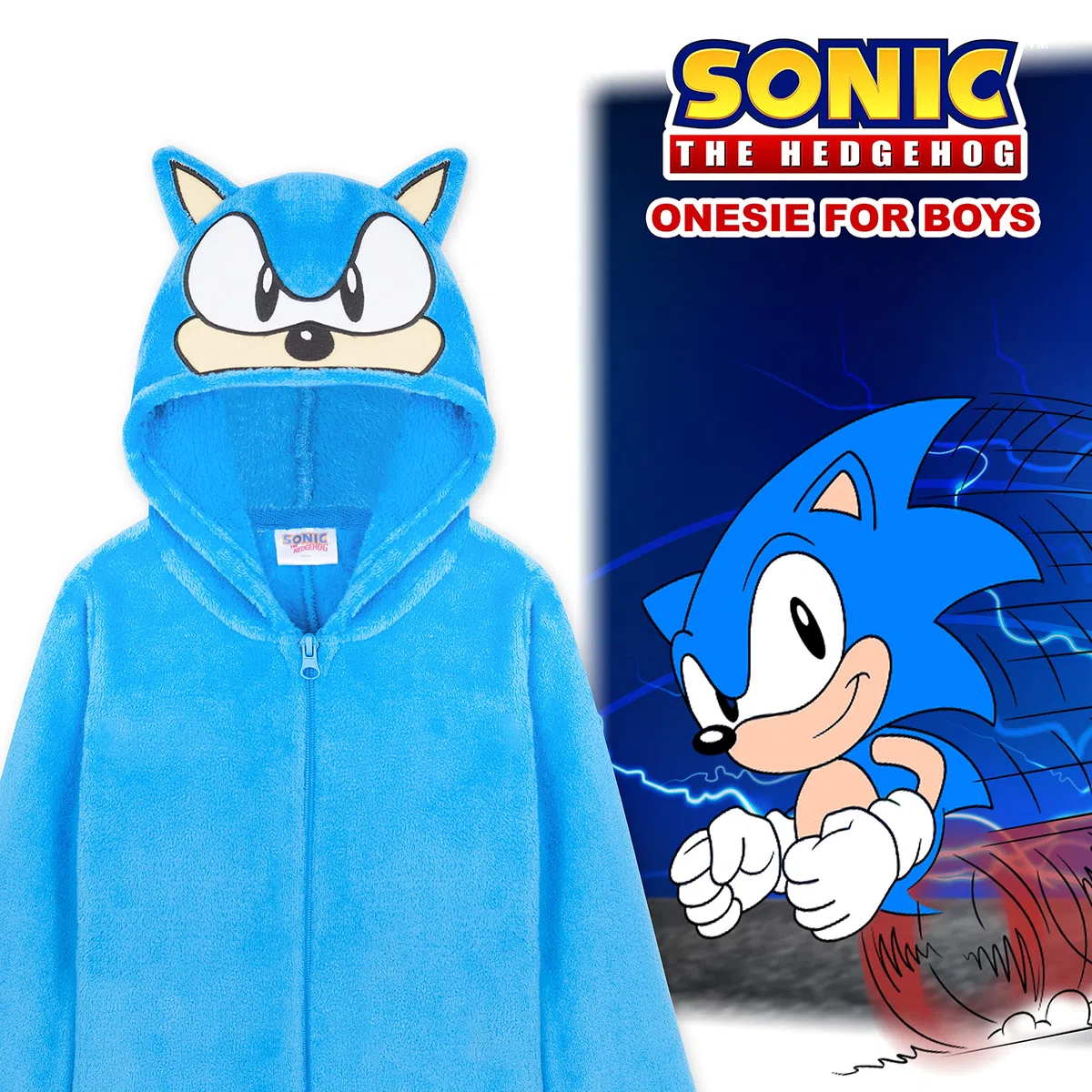 Get Trend Sonic The Hedgehog Pyjama Combinaison Enfant Garcon Grenouillere Polaire Enfant & Ado 4-14 Ans