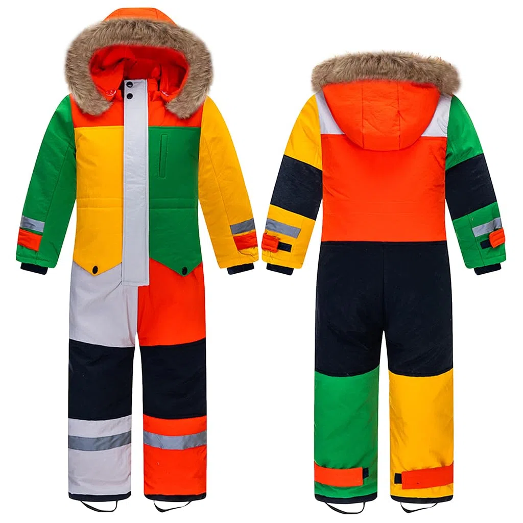 linboo Combinaison de Ski Enfant Garçon à Capuche Imperméables Coupe-Vent Vêtements de Ski Fille Chaude Combinaisons de Neige Hiver Veste Snowsuit