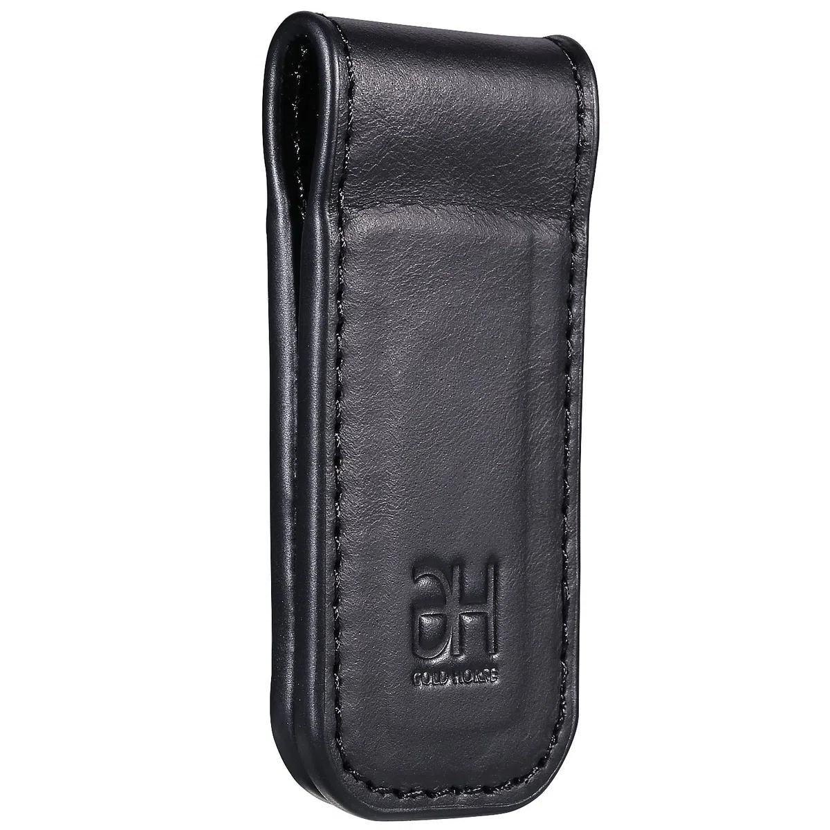 GH Gold Horse Pince à Billets magnétique Fine en Cuir véritable pour Homme, Noir, M, Slim