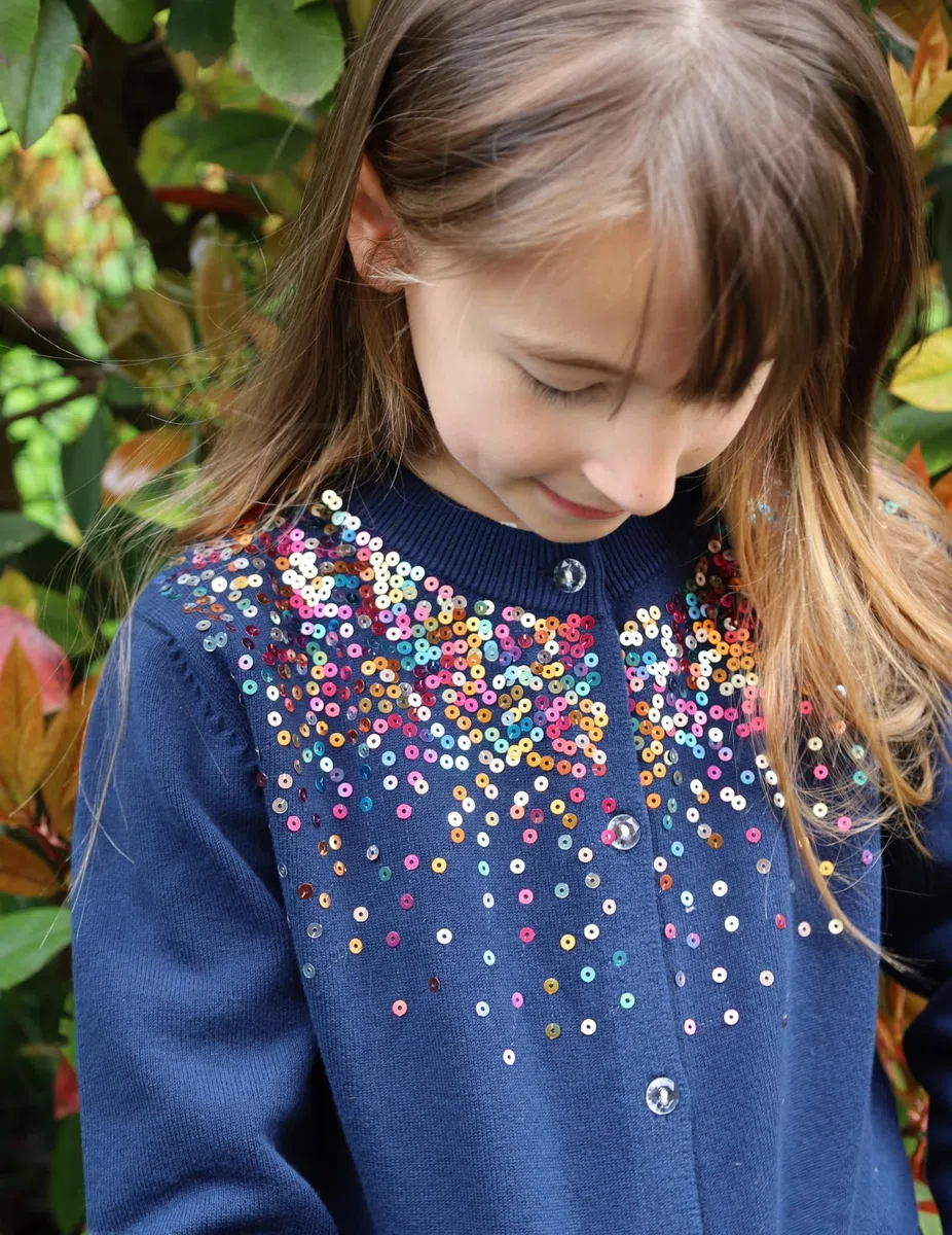 Rolanko Gilets pour Filles, Cardigans Scolaires de Base en Coton à Manches Longues et à Boutons, Pulls en Tricot à Col Roulé