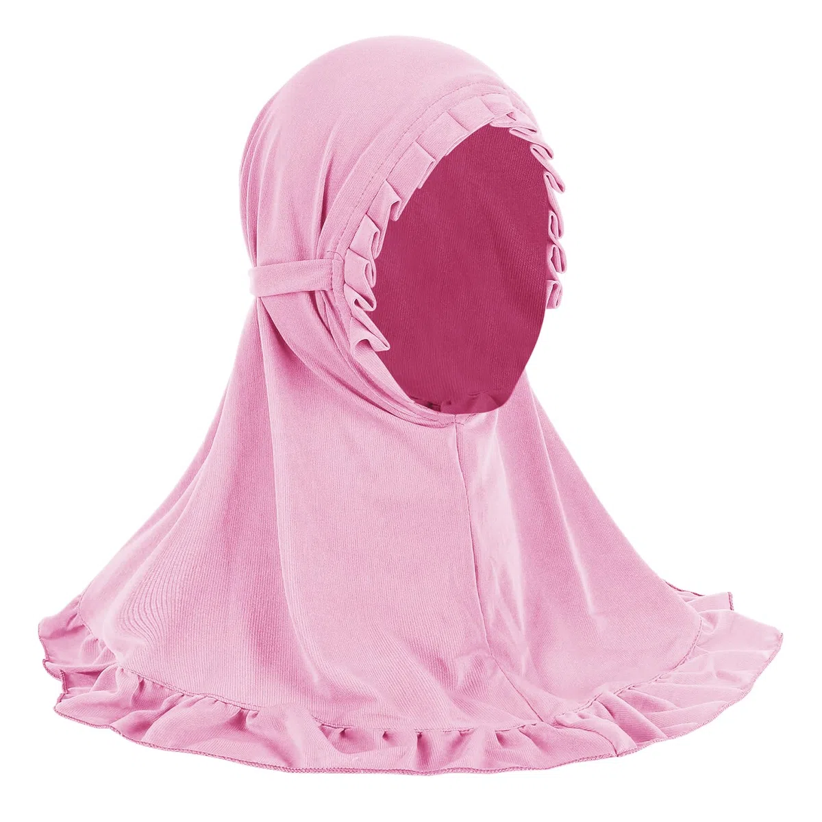 JIAHG 2pcs Hijab Fille 2-4 ans avec Bonnet Intégré Foulard de Tête à Bordure Plissée pour Fille Musulmane Arabe Africaine Malaisienne Écharpe Cagoule Doux et Confort
