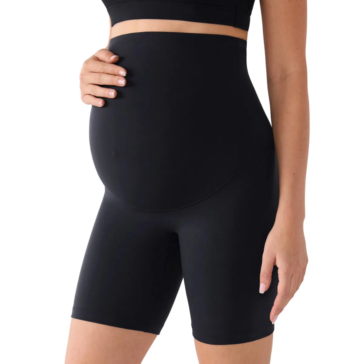 MOMANDA Femme Short de Maternité Élastique Taille Haute sur Le Ventre Legging Court Biker Yoga Sport-15cm