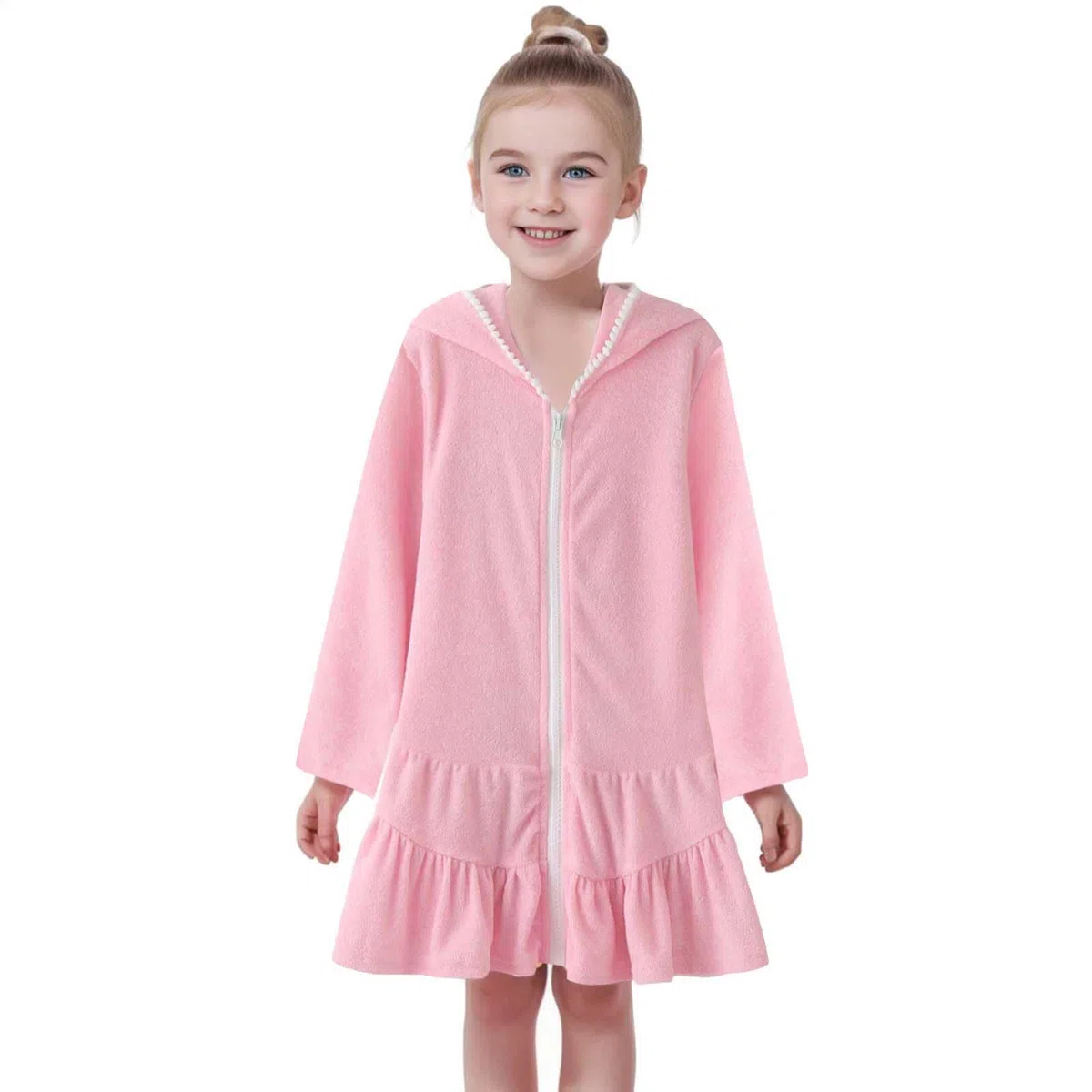 Generisch Maillot de bain pour fille avec fermeture éclair - Peignoir absorbant - Robe de plage