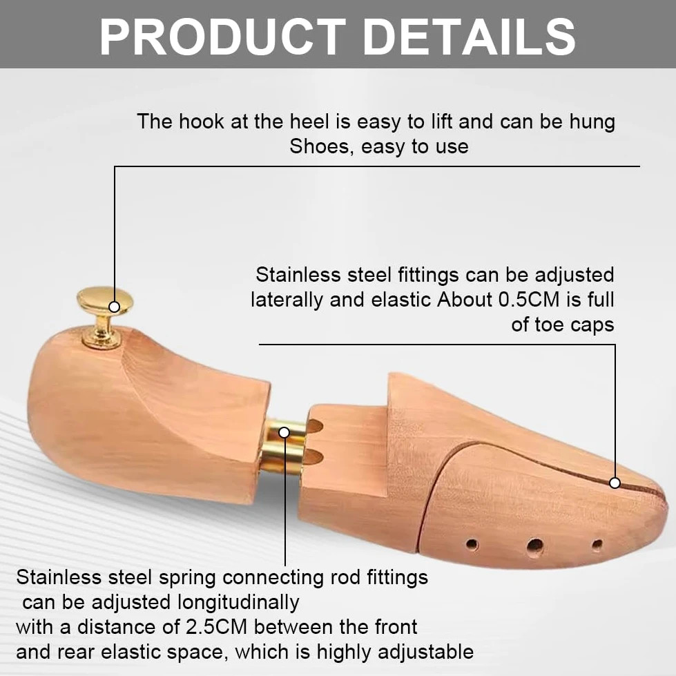 Embauchoir pour chaussures homme et femme en bois de cèdre avec ressorts réglables pour toutes les chaussures