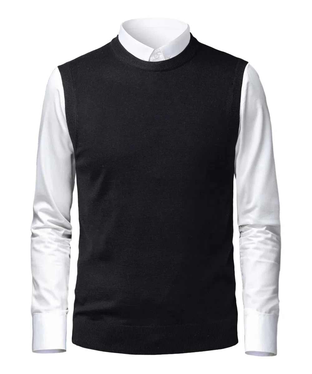 Homme Gilet Mélangée sans Manches Tricoté Manches Maille Pull Classique Business Gilet pour Chemise Tricoté Débardeurs