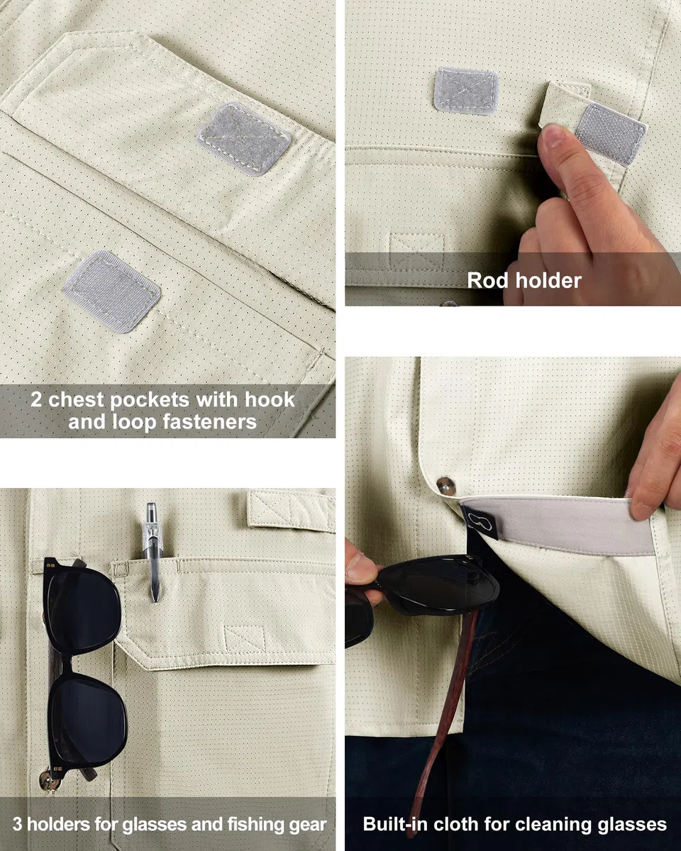 33,000ft Chemise à manches courtes pour homme - Protection UV UPF50+ - Séchage rapide - Pour les loisirs, la randonnée, la pêche, le safari, les voyages, le golf
