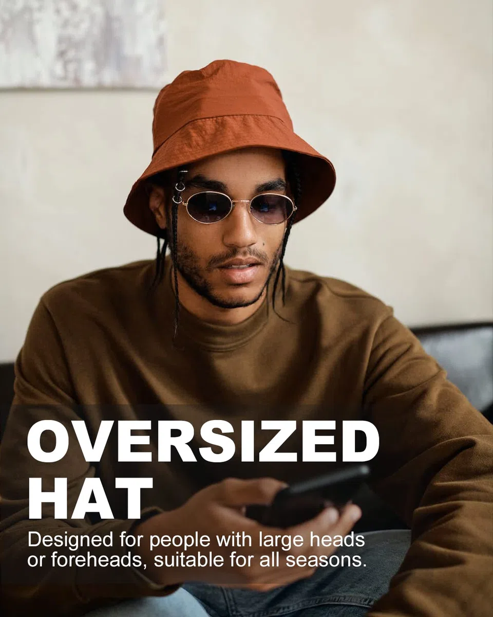 Zylioo Bobs Seau Chapeaux XXL Grosses Têtes Réversible Pêche Randonnée Chapeau Solaire en Plein Air Marche Chapeau pour Hommes Femmes