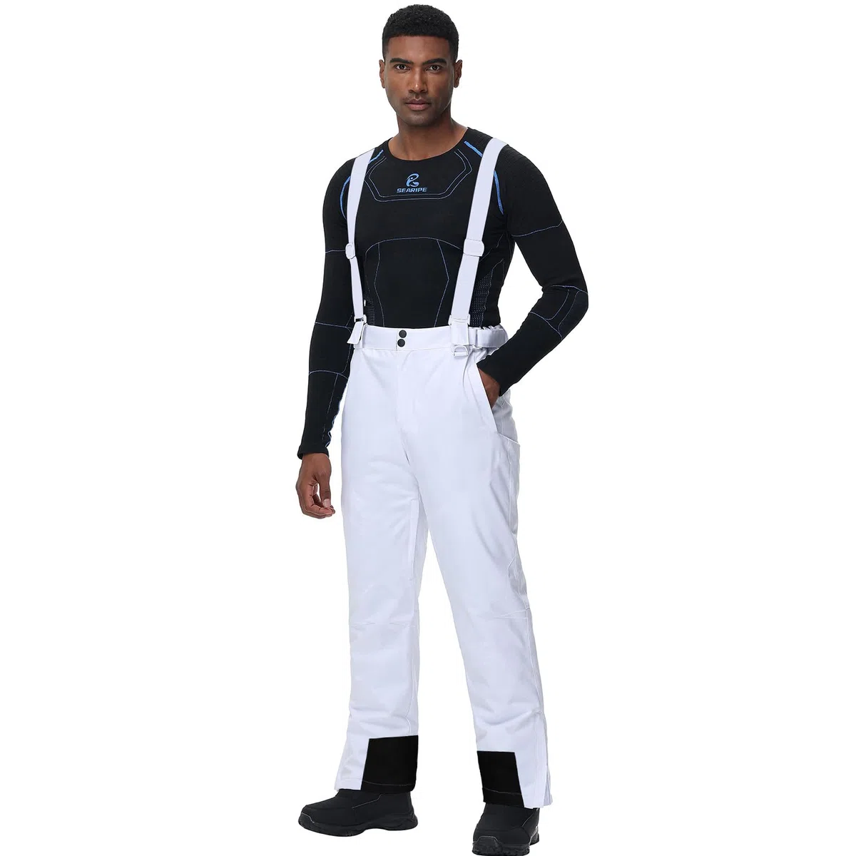 HOUZONIY Pantalon de ski pour homme - Doublure - Avec bretelles - Imperméable - Coupe-vent - Pantalon de ski - Pantalon de snowboard - Pantalon d'extérieur