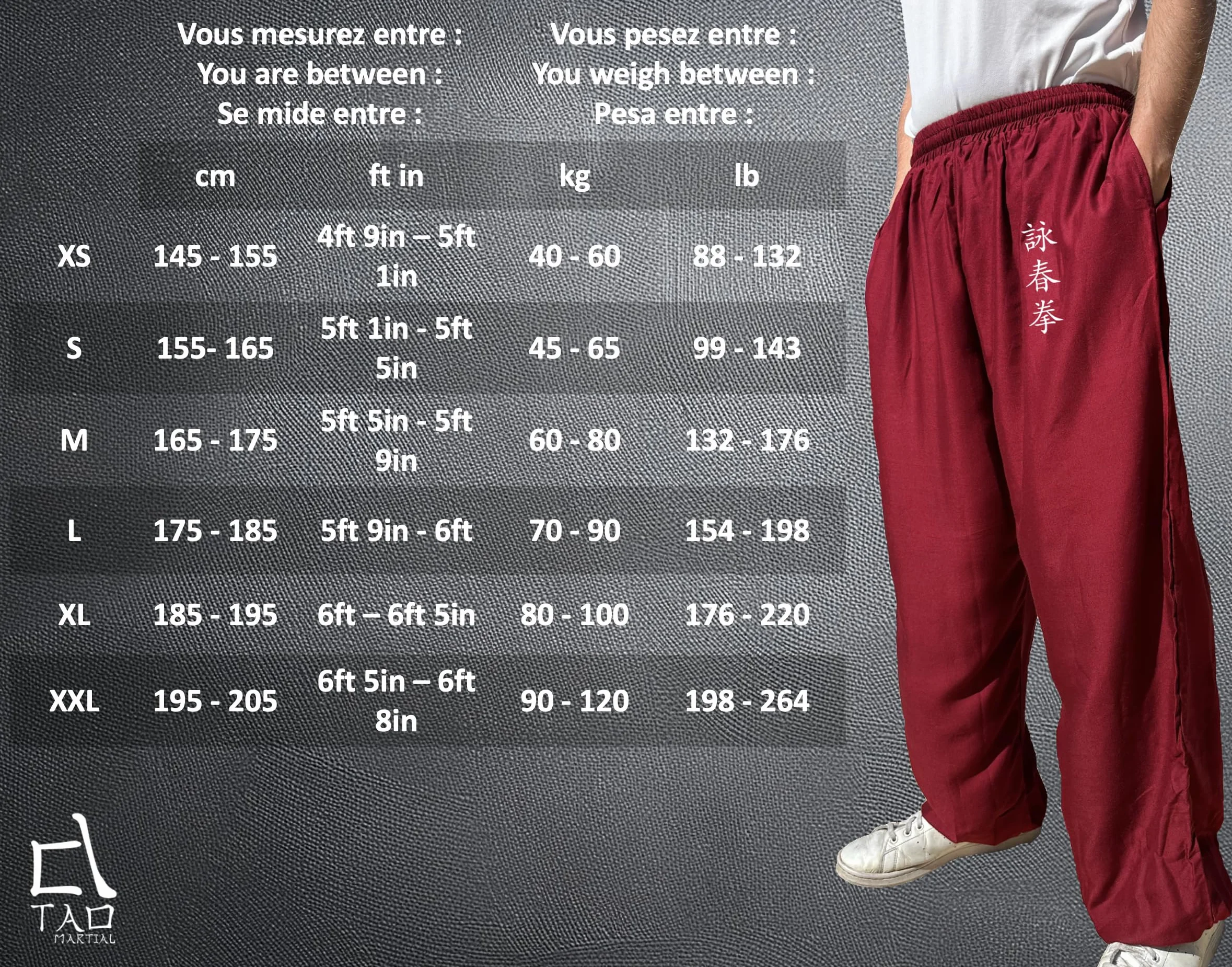 TAO MARTIAL Pantalon Kung Fu Style Tai Chi et Wing Chun Pantalon avec Poches Ample en Viscose, V3 (KF Noir, Taille S)