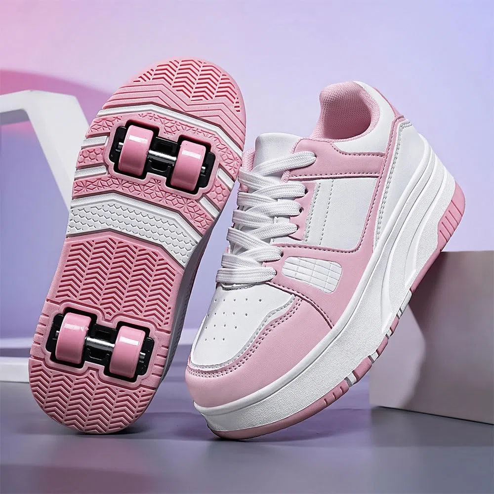 Hiseng Chaussure Roller pour Enfants - Basket à Roulette Garçon Fille - Chaussures Roues pour Adolescents - Extérieur 29-40EU