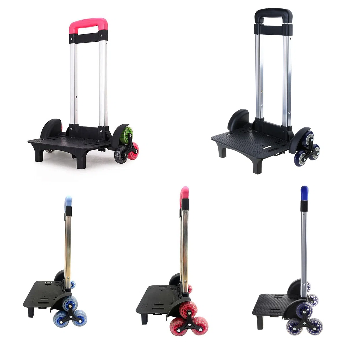 Chariot à dos pliable en alliage d'aluminium pour sac d'école - 6 roulettes - Pour sacs d'école