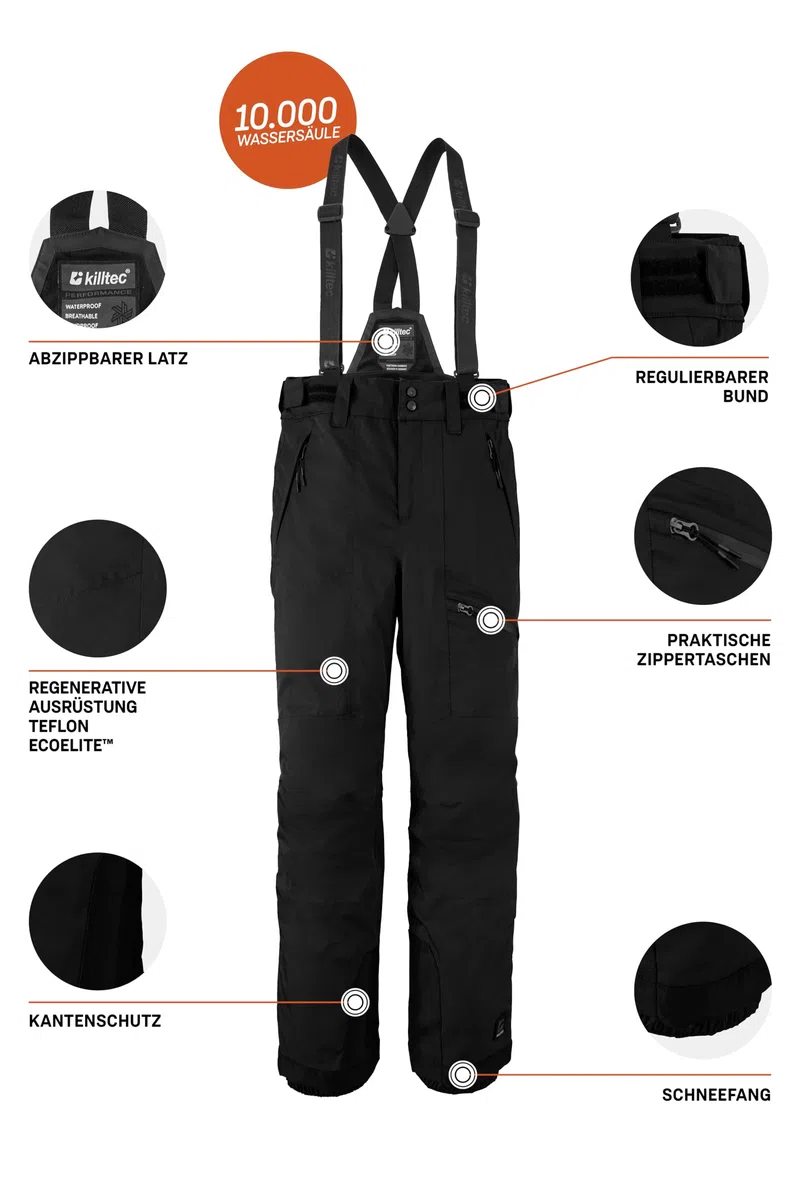 Killtec Boys Skihose 242 - Pantalon de Ski avec Braguette Amovible et Protection des Bords - Skihose - Garçon