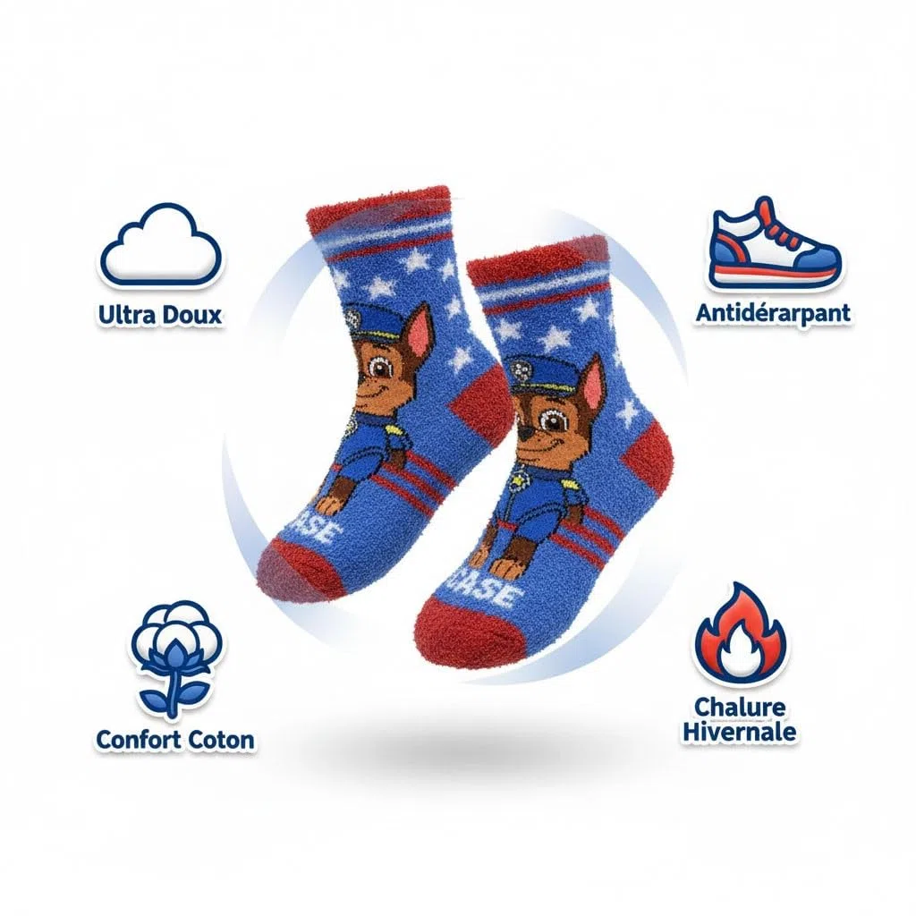 Ozabi Pack de Chaussettes Antidérapantes Enfant PAT PATROUILLE (Lot de 4)- 1047X4ABS- 23/26