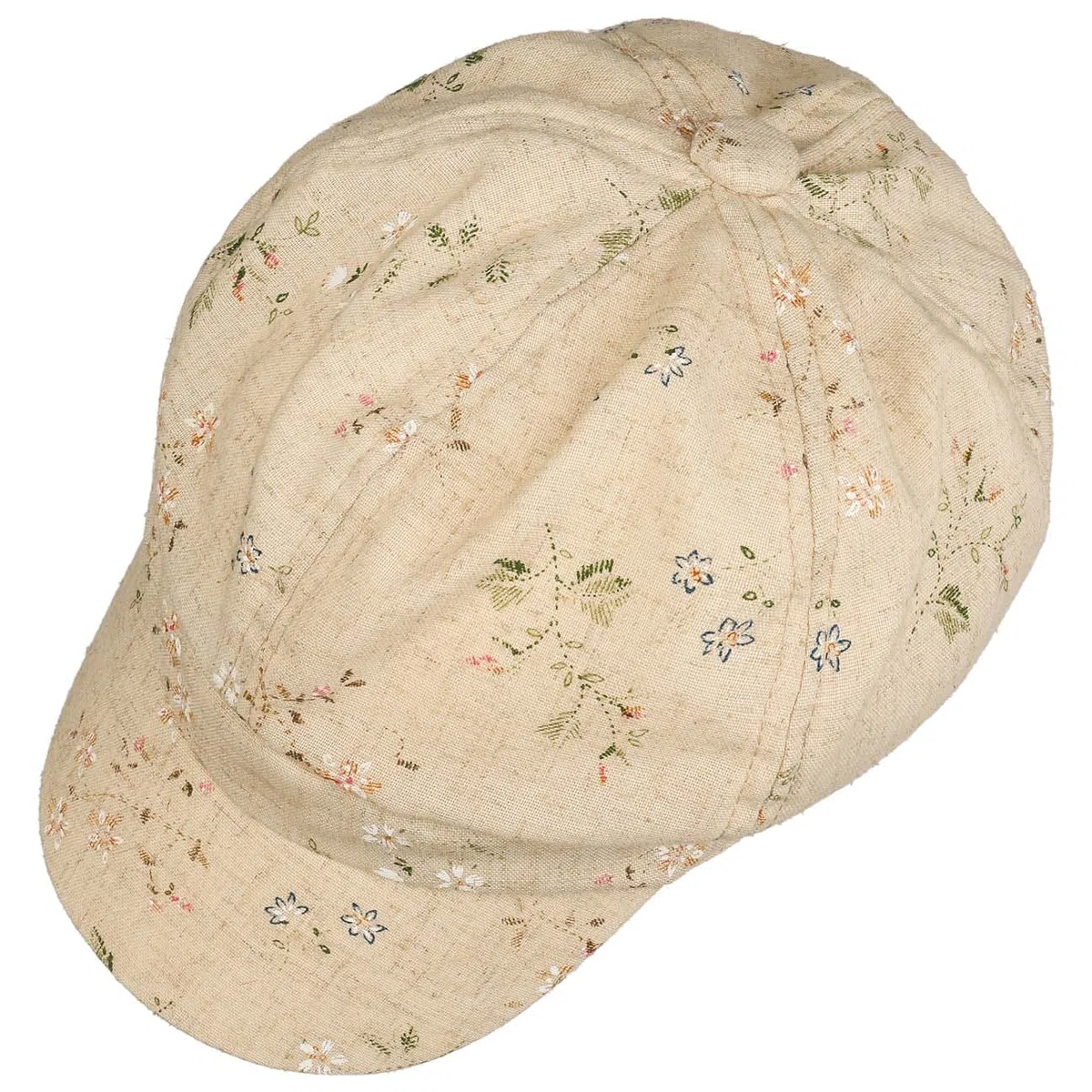 Lipodo Casquette Gavroche en Lin Flowers Femme - pour avec Etiquette Visiere, Visiere Printemps-ete Ete