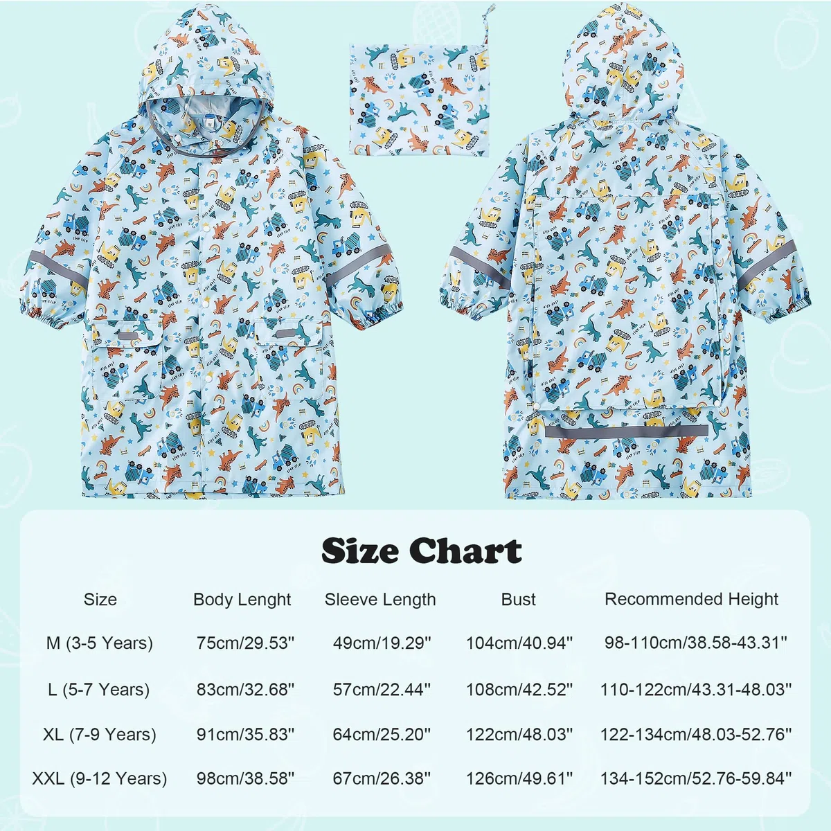 Imperméable Enfants Filles Poncho Pluie à Capuche Garçons Filles Respirant Léger Cape de Pluie Long Vêtements de Pluie Randonnée Camping Sport Vestes de Pluie 3-12 Ans