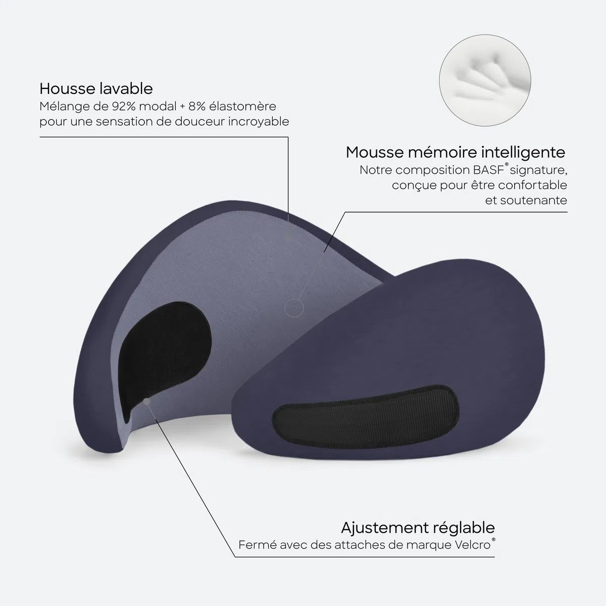Ostrichpillow Go Neck Pillow - Oreiller de Voyage en Mousse à Mémoire de Forme, Design Ergonomique à 360º, Côtés Asymétriques, Sac de Voyage Inclus, Housse en Modal Lavable
