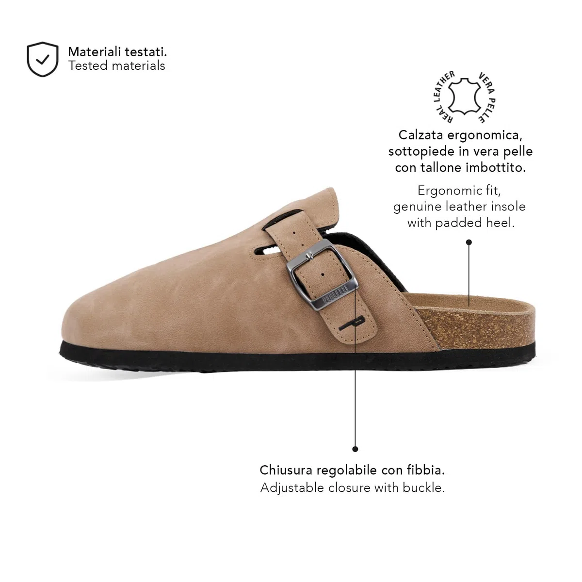 PERLETTI Chaussons Homme avec Semelle Intérieure en Cuir Véritable - Claquette Hommes Léger Confortable Garcon