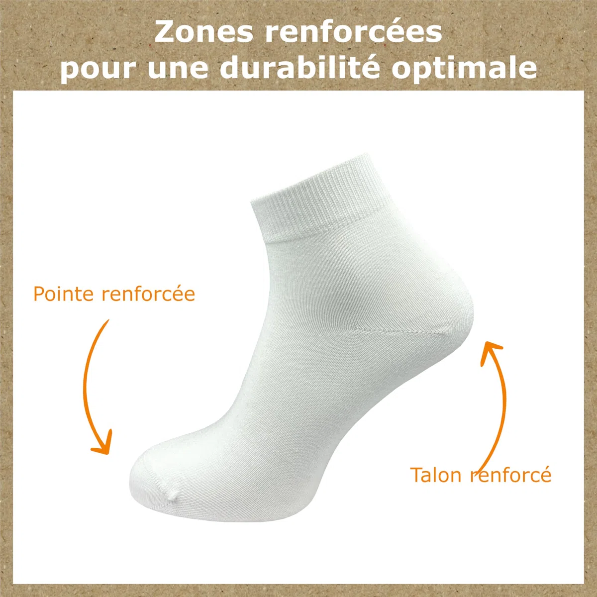 GAWILO Chaussettes quarter 100% coton pour hommes (6 ou 10 paires) | Plus longues que des socquettes, couvrent la cheville