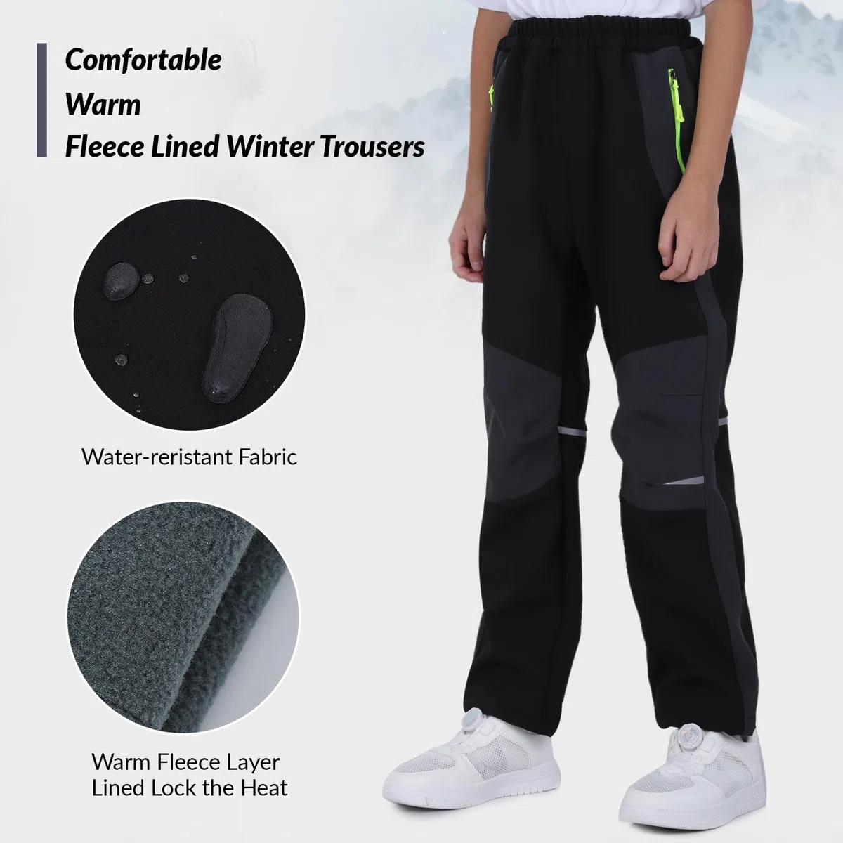 LHHMZ Pantalons d’extérieur garçon Pantalons de randonnée, Pantalon de Marche d’Hiver doublé Polaire, Pantalon de Ski de randonnée d’Hiver épaississant imperméable
