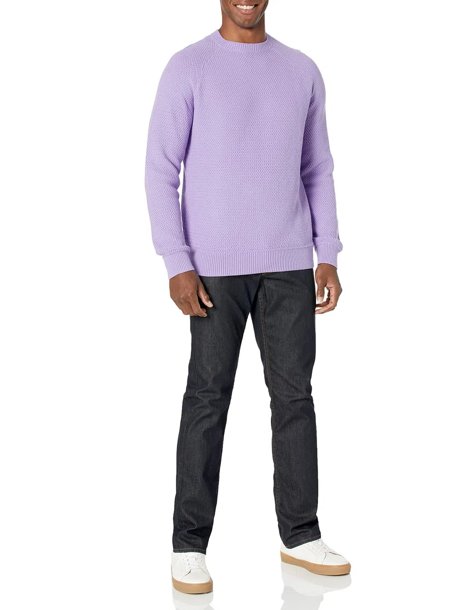 Amazon Essentials Sweat-shirt à Col Rond en Coton Texturé, Coupe Surdimensionnée Homme