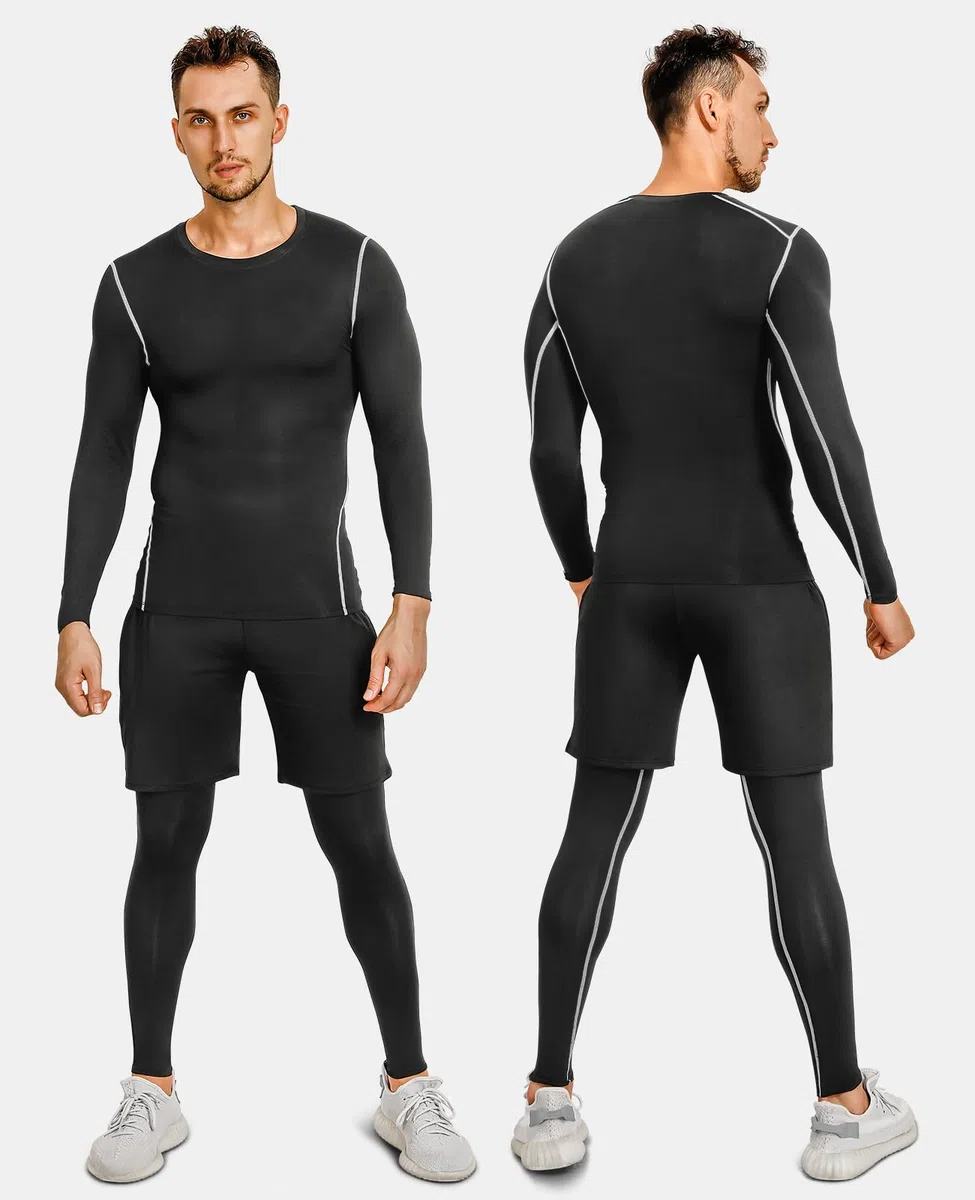 Niksa Ensemble Compression Homme Tenue Sport Fitness Vêtement Running Tee Shirt Compression Legging Sport Short Running