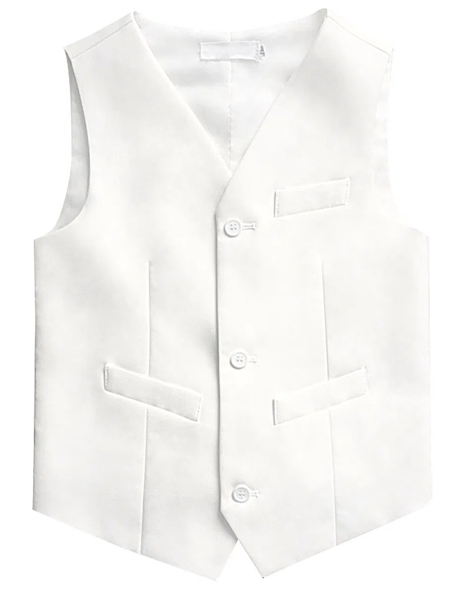 Gentleman Vêtements Habillé Gilet pour Enfant Garçon Petit Veston sans Manche Veste Costume d'honneur Mariage Cérémonie Déguisement Gilet Costume sans Manche 8-9 Ans Blanc