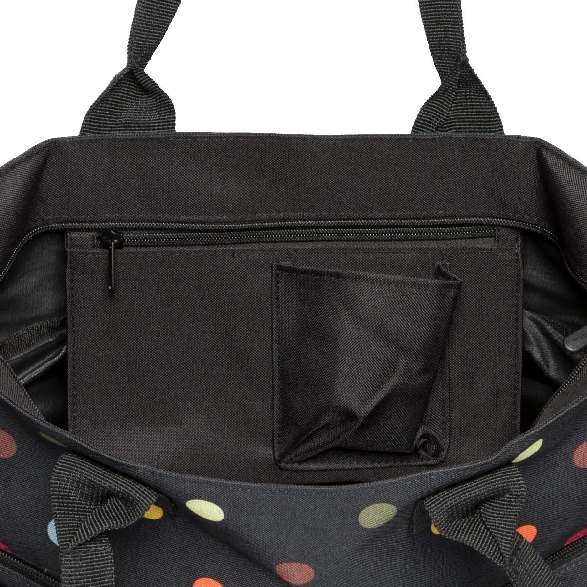 reisenthel shopper M - sac de shopping pour vos courses, 1 poche intérieure zippée, fond du sac carré pour plus de stabilité, ouverture avec fermeture zippée, volume 15l, motif à pois