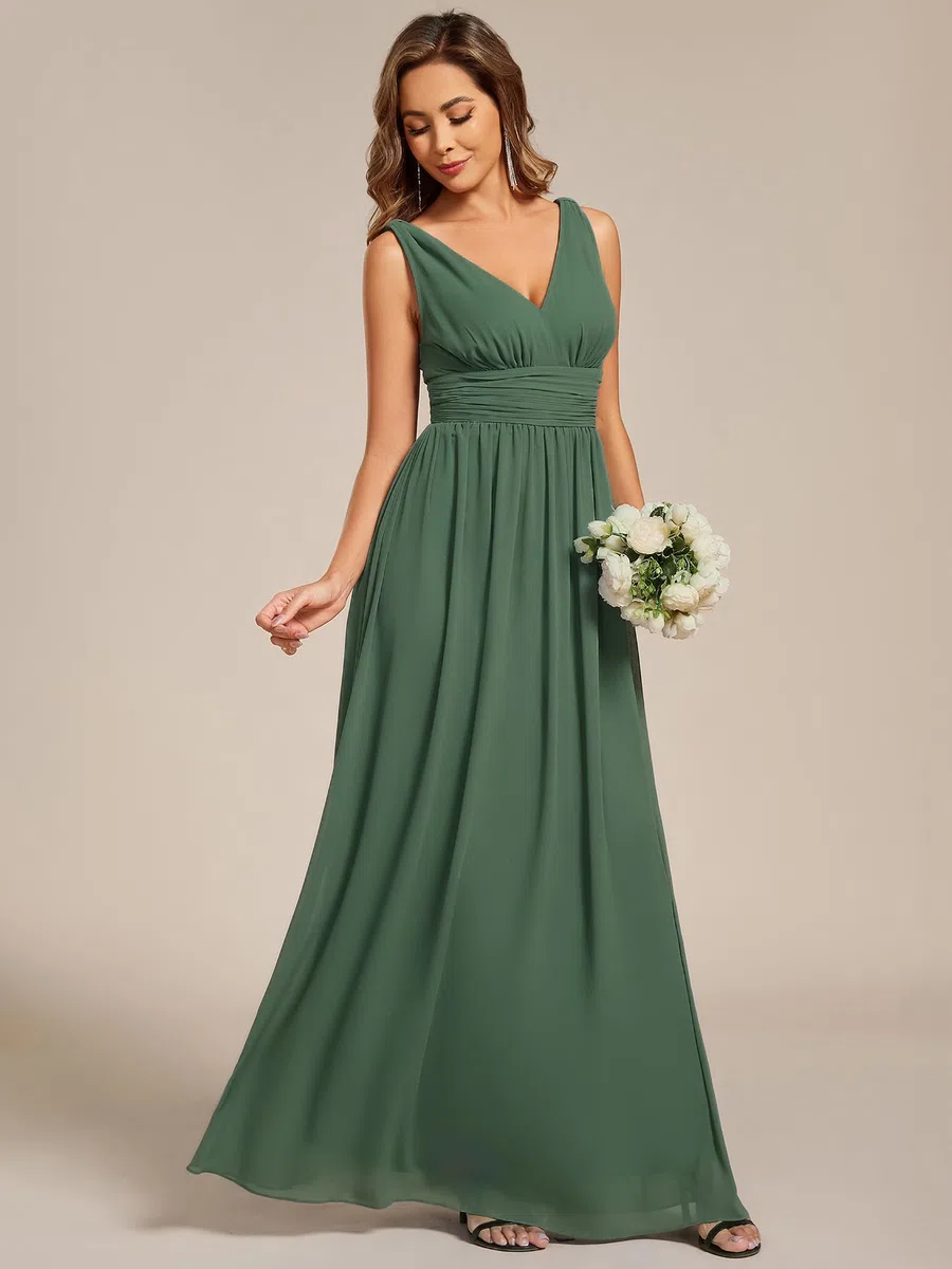 Ever-Pretty Robe de Soirée Longue Femme avec Ruchés en Mousseline de Soie Classique 09016