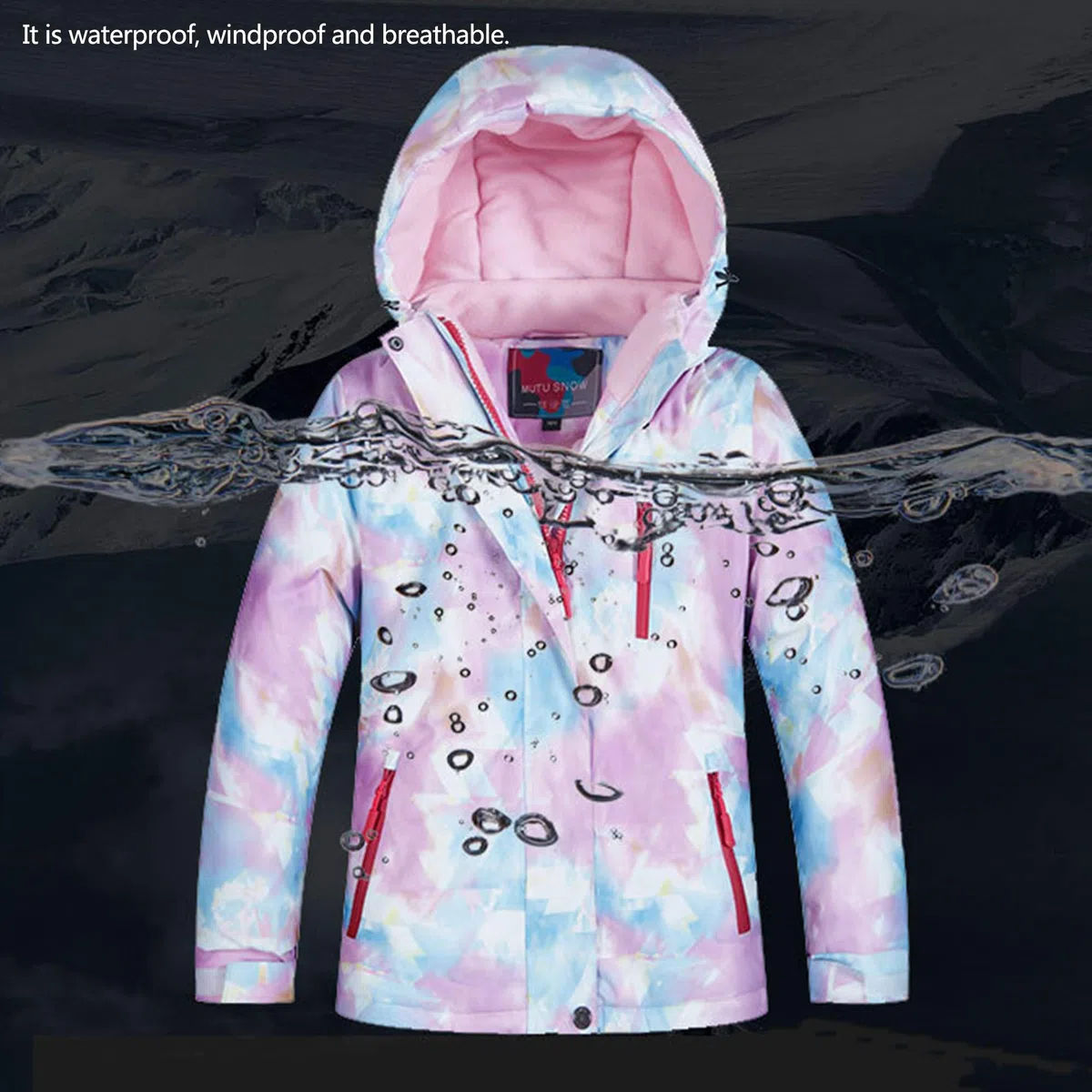 Ensemble de Ski Enfant Fille Garçon Veste de Ski Snow avec Salopette Matelassé Combinaison de Ski Neige Snowboard Imperméable Coupe-Vent