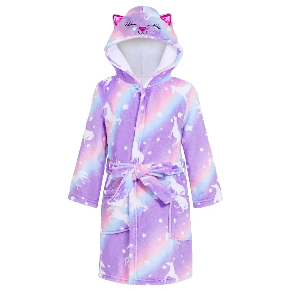 WYTbaby Peignoir à capuche en polaire douce pour enfants de 4 à 14 ans