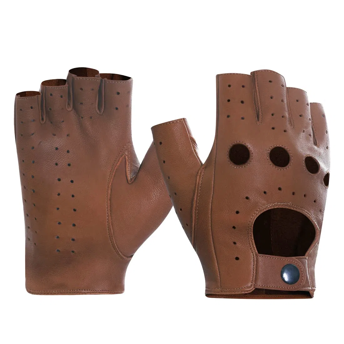 Harssidanzar Gants de conduite en cuir à demi-doigt sans doigts pour hommes, mise à niveau sans doublure en peau d'agneau GM032EU
