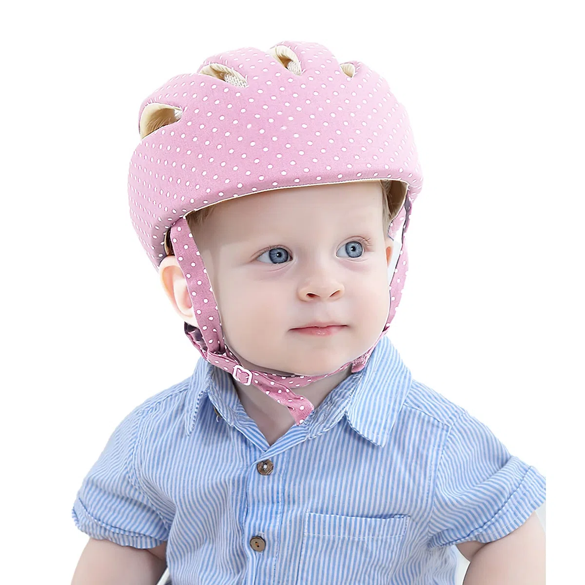 Casque de Sécurité Bébé Bonnet Protéger la Tête Casque de Protection Enfant Garçon Fille Chapeau de Sécurité en Coton Anti-chute Anti-collision Réglable Casquette Protection 0 à 5 Ans (Rose point)