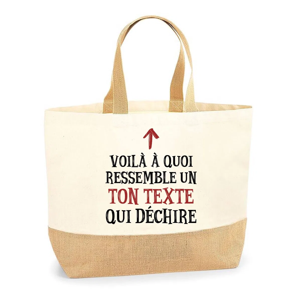Sac Cabas de Plage Personnalisable | Toile de Jute Coton Courses Idée Cadeau Collègue Bureau Travail