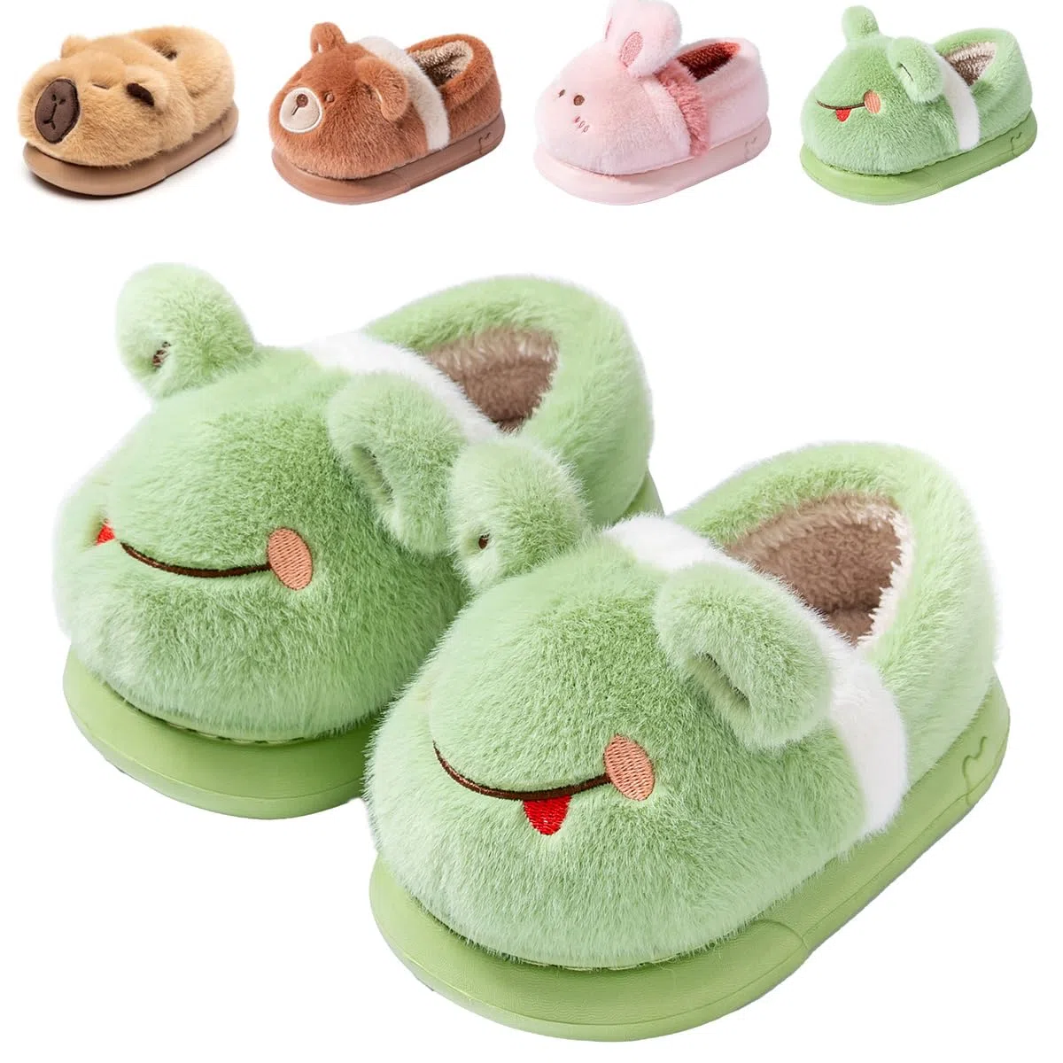 DRECAGE Chaussons Enfant pour Fille et Garçon, Pantoufles en Peluche Chaudes avec Design Animal Mignon, Antidérapantes