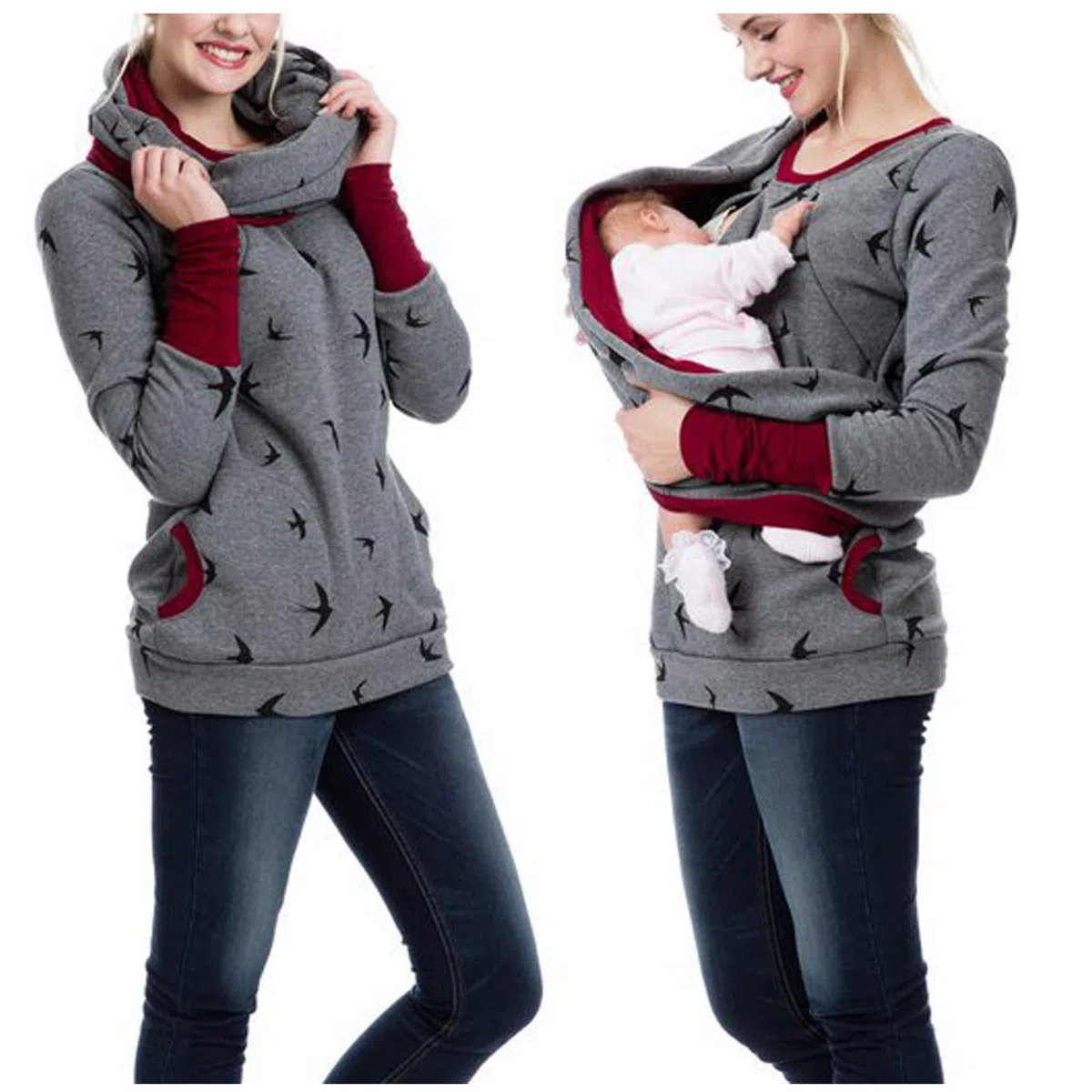 Generisch 2025 Pull Femmes Top Allaitement Sweat-shirts Femmes Enceintes Maternité Blouse de Maternité Vêtements Pour Les Potelées