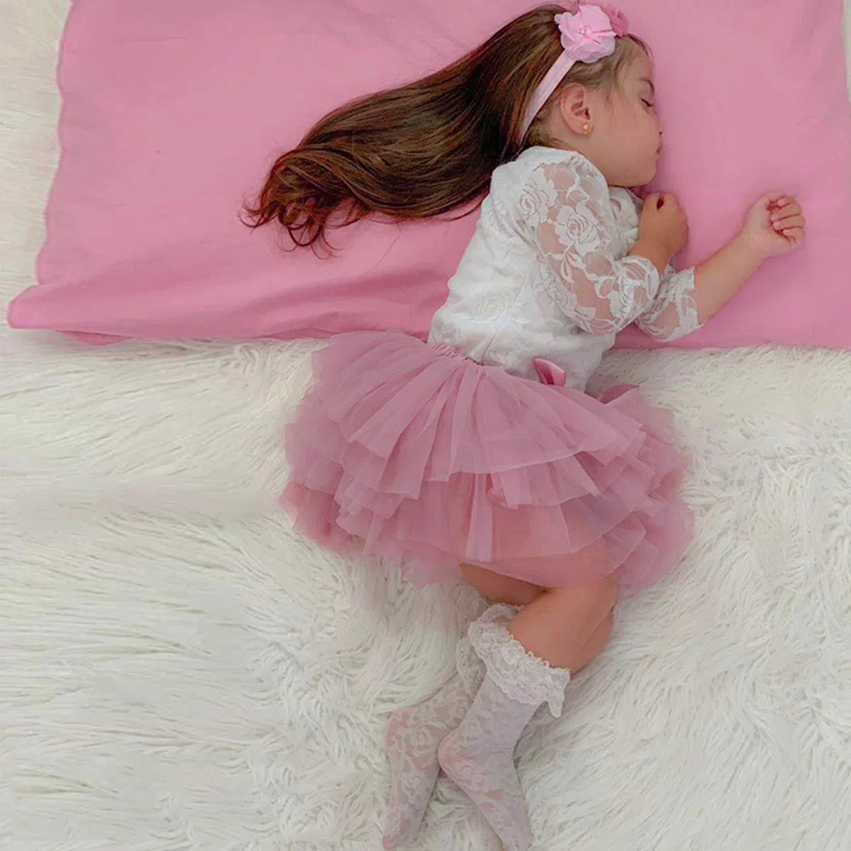 Ensemble jupe tutu pour bébé fille avec couvre-couche en tulle et bandeau
