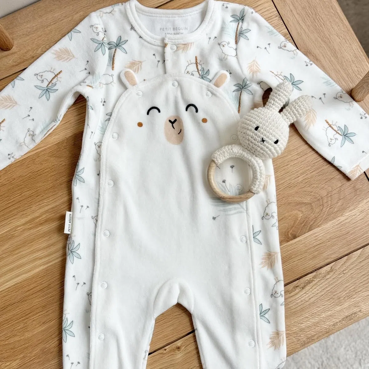 Petit Béguin - Lot de 2 pyjamas bébé en velours Noisette