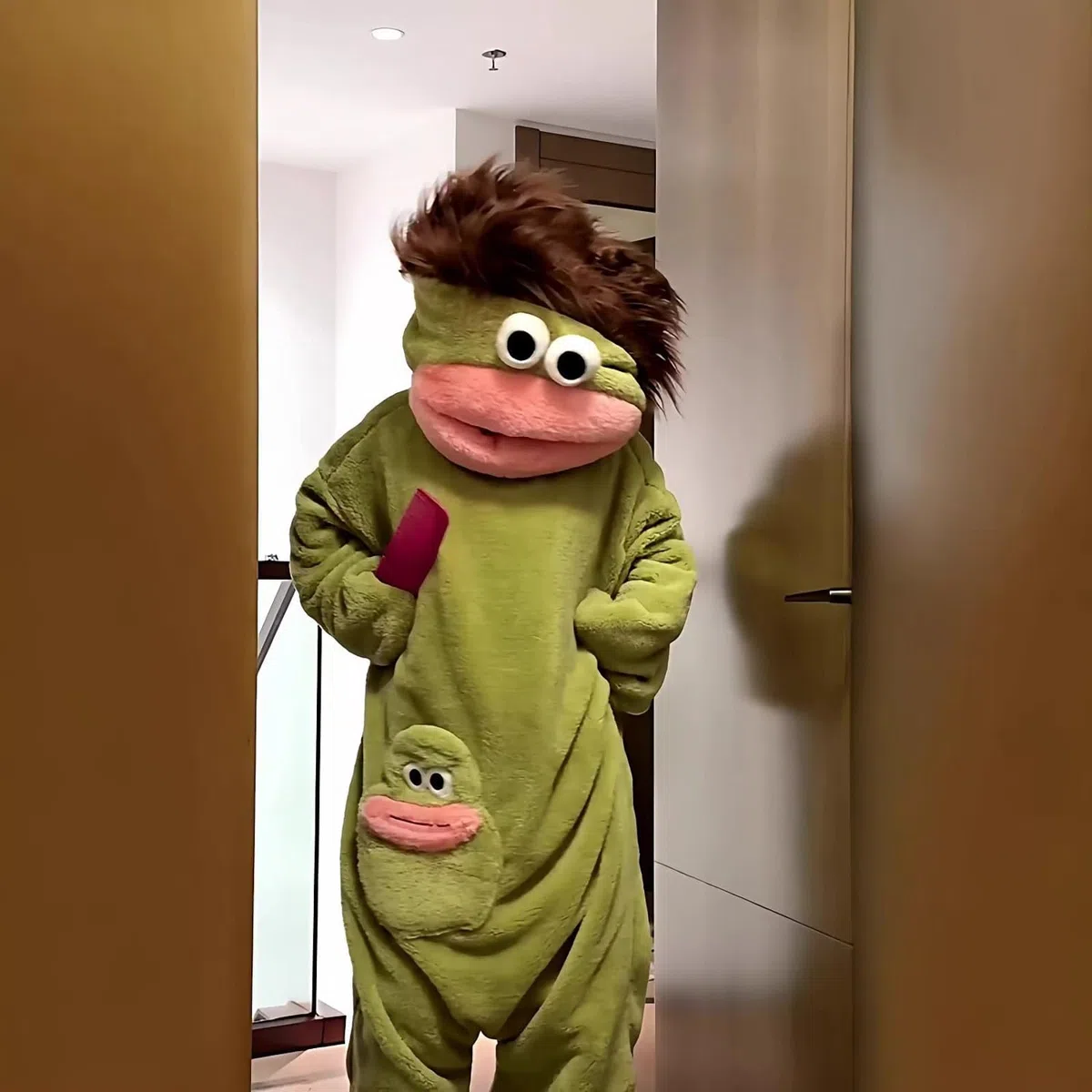 Combinaison Pyjama Kinder Enfant Unisexe Silly Onesie Verte Monstre Costume Deguisement Chaud et Doux Le Plaisir en Famille Détente Confortable Plush Sleepwear Mignon De Dessin Animé Loungewear