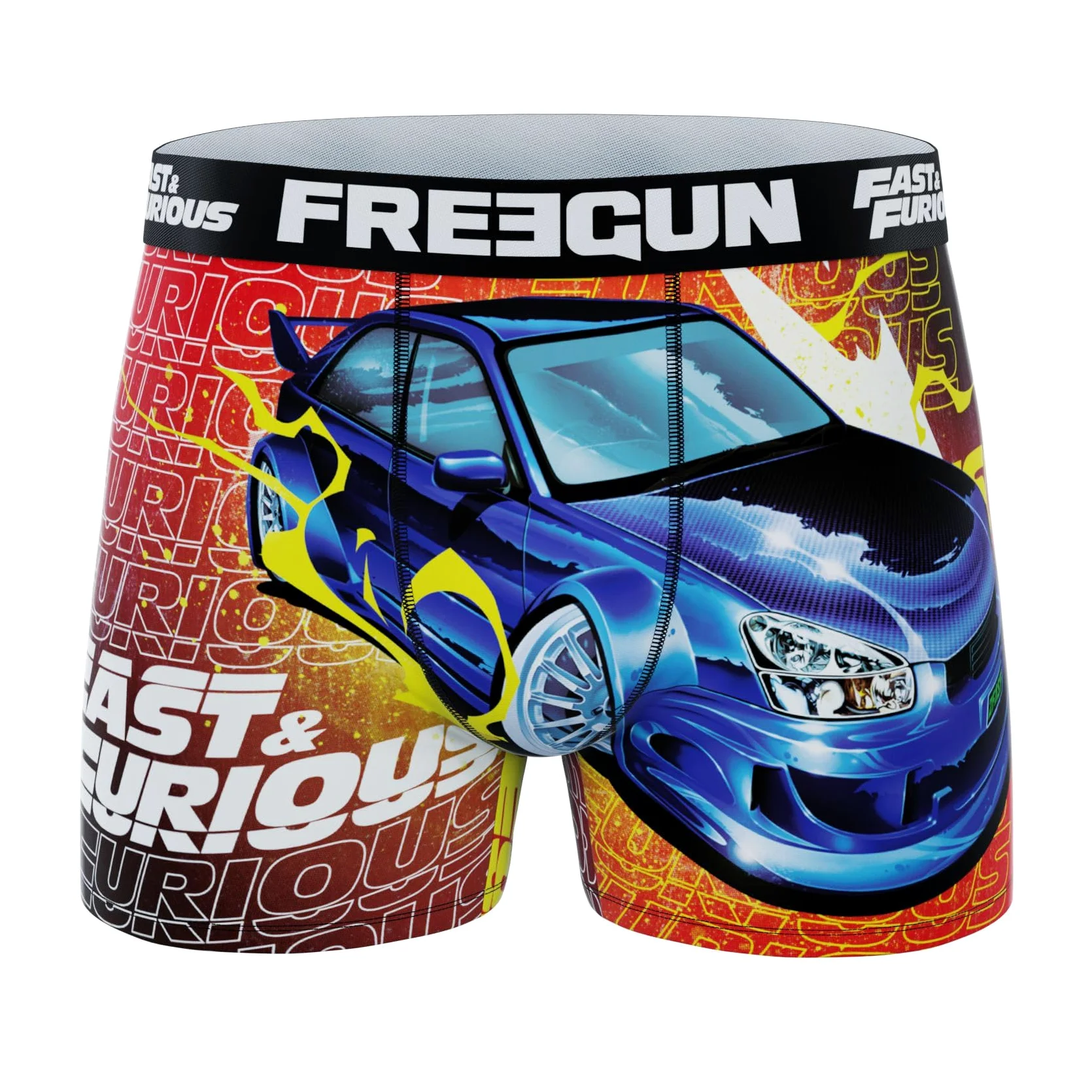 FREEGUN Boxer Homme Fast and Furious, Caleçon Homme Racing, Original et Doux (Lot de 4)