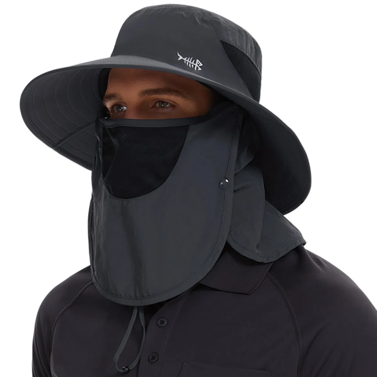 Bassdash Chapeau de Soleil Respirant UPF 50+ avec Couvre-Visage Amovible et Rabat de Cou Chapeau Unisexe à Large Bord résistant à l'eau pour la pêche la randonnée l'extérieur Les Hommes et Les Femmes
