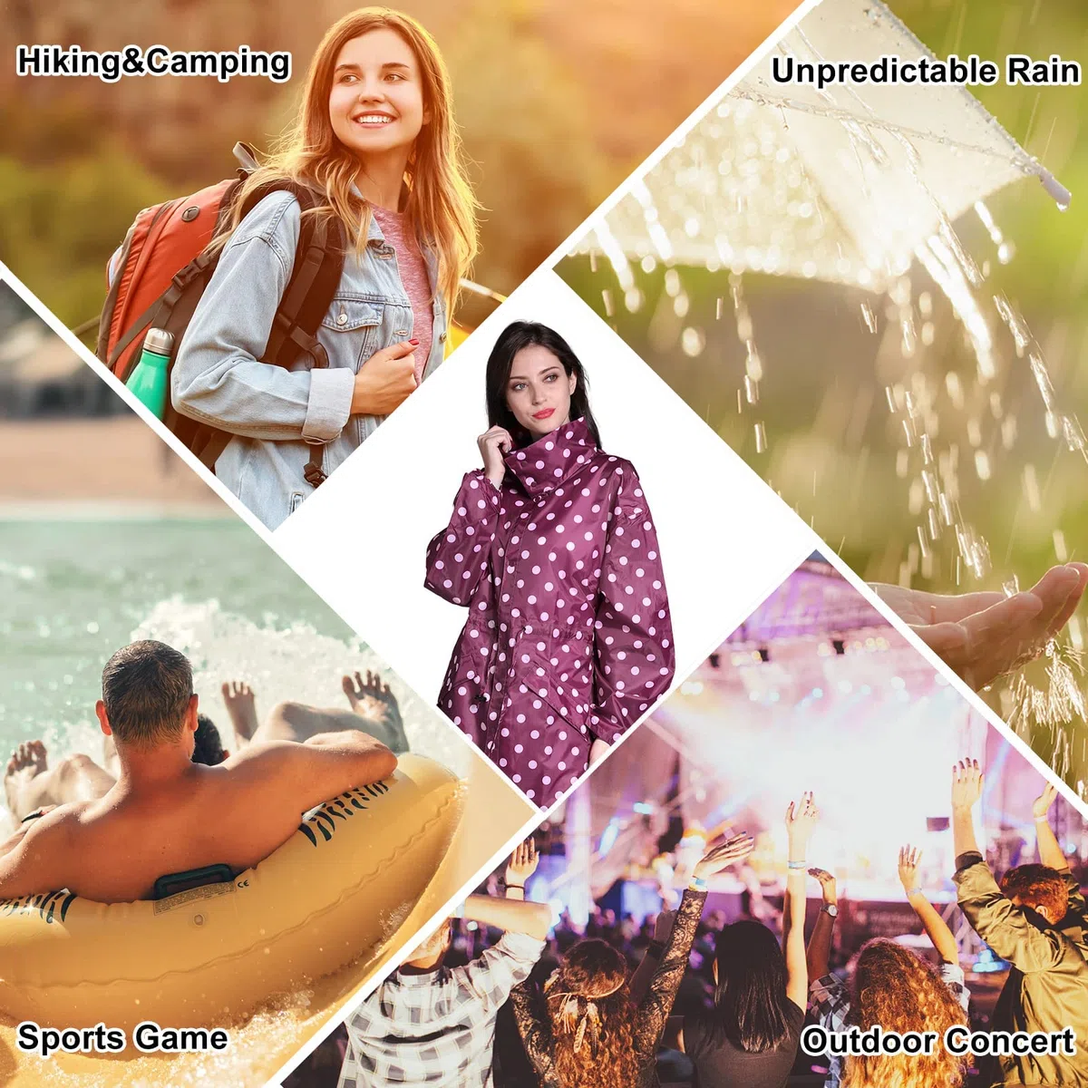 LAMA Manteau imperméable long élégant, vetement de pluie poncho de pluie unisexe avec poche à rabat imperméable, vêtements de pluie pour adultes, veste de pluie vêtements de protection contre la pluie