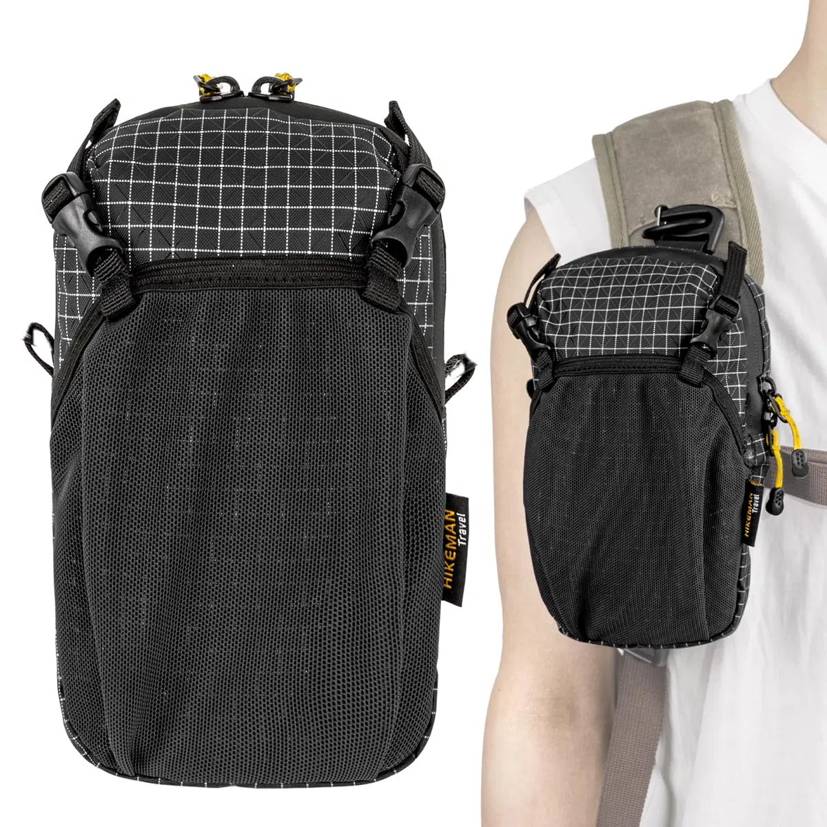 HIKEMAN Sac à dos imperméable avec bandoulière amovible, pour le sport, la randonnée, le camping (noir)