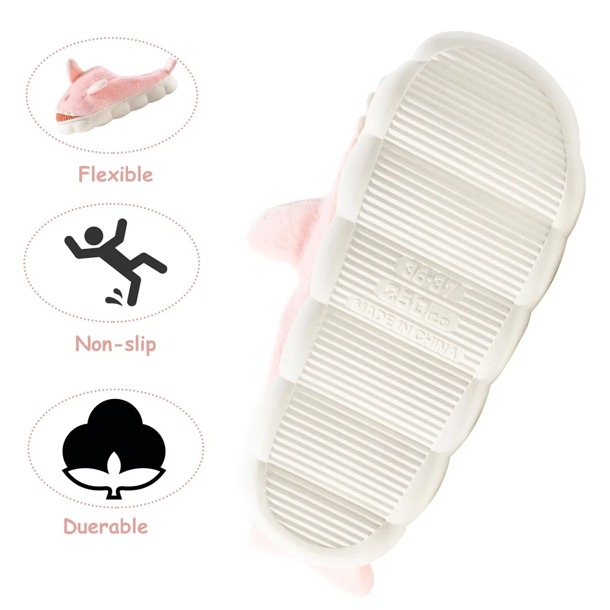 Chausson Femme Requin/Vache Pantoufle Homme Hiver Doublure Antidérapant Fourrure Chausson Maison Mémoire Mousse Slippers