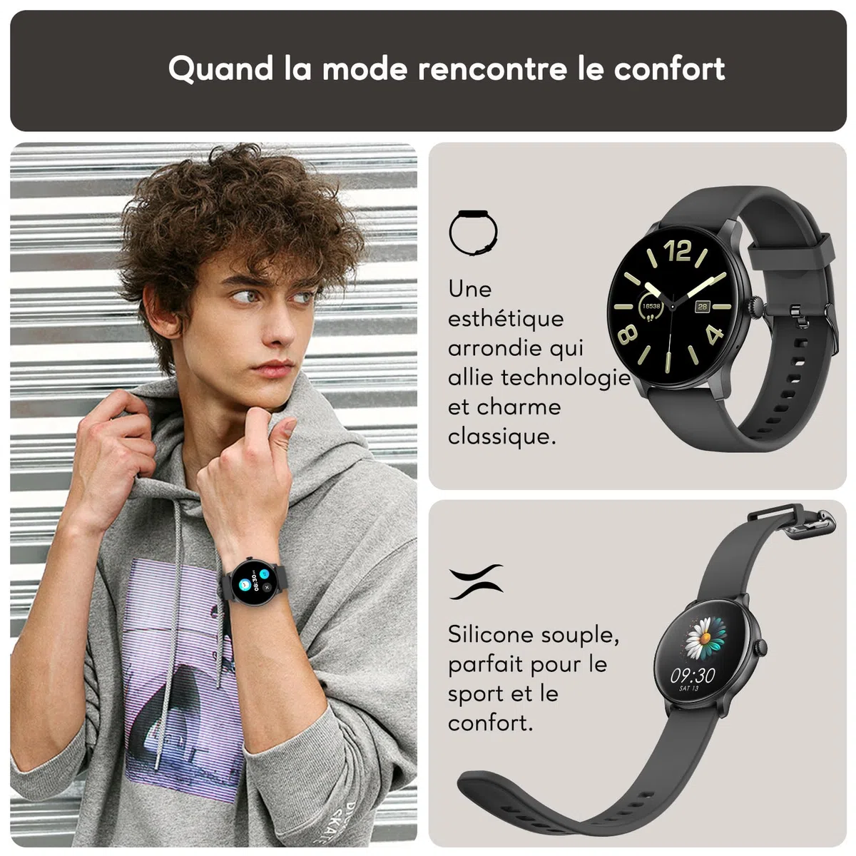 Montre Connectée Femme avec Appel Bluetooth, 1,38" Smartwatch avec Cardiofréquencemètre, Sommeil et Calories, 147+ Modes Sport, IP68 Fitness Podomètre Compatible avec Android iOS Cadeau Saint Valentin