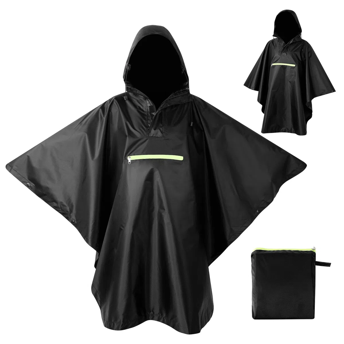 AiQInu Poncho Pluie Imperméable avec Manches Ventilées, Poche à Capuche, Bandes Réfléchissantes, Légère et Réutilisable, Pour le Camping, la Randonnée, l'Extérieur et l'Utilisation Quotidienne