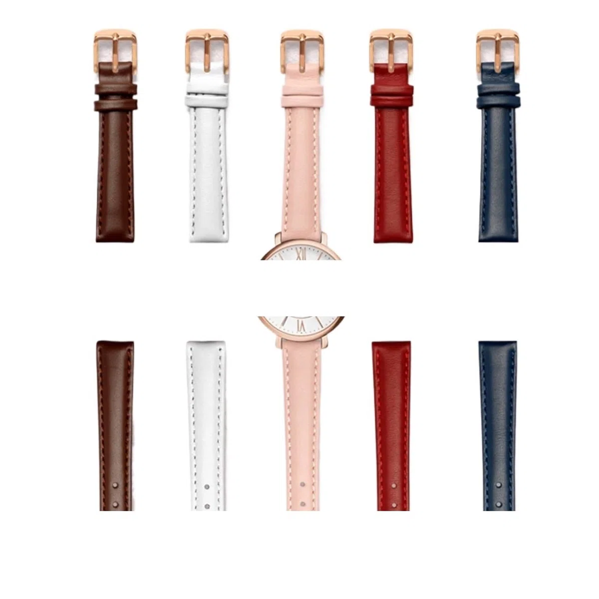 Bracelet de montre en cuir compatible avec Casio Citizen Fossil Bracelet de montre uni Folli Bracelet for femme Bleu Rose Marron 14 mm 16 mm 18 mm 20 mm