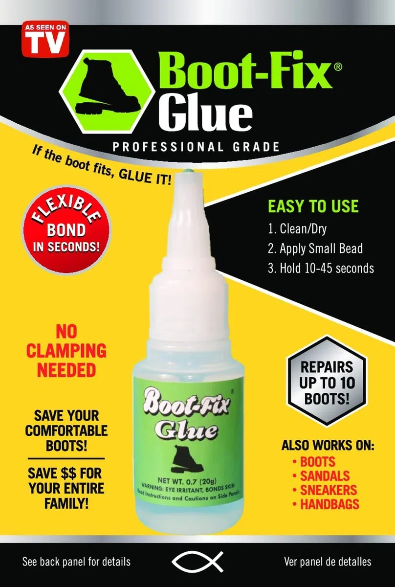 Colle pour chaussures Boot-Fix : Colle de réparation de chaussures instantanée de qualité professionnelle.
