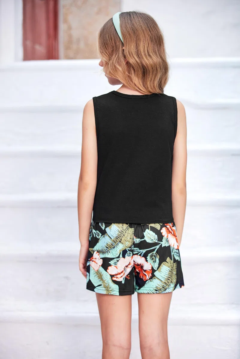 Arshiner Filles Débardeurs avec Short Set Enfants Ensembles de vêtements d'été Mode décontractée T-shirts sans manches Ensembles Vêtements pour Fille