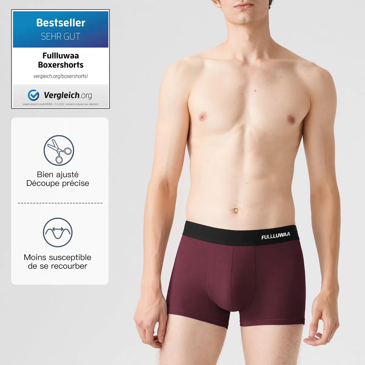 Fullluwaa - Lot de 10 Boxers Homme Coton, Confortable et Doux - Ajustés, Ceinture Élastique Ultra - Souple