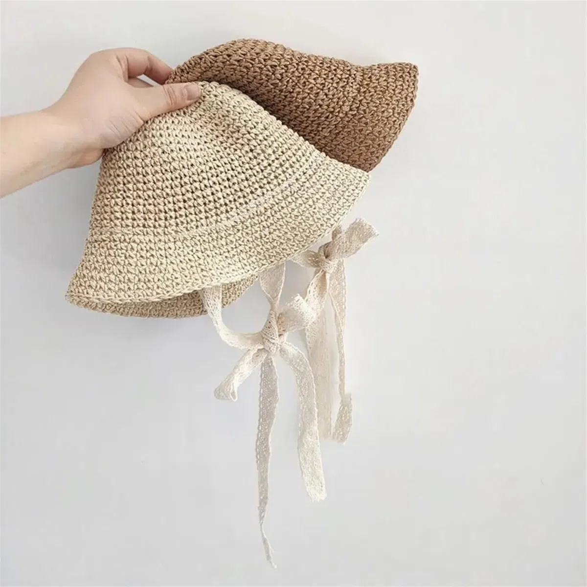 Chapeau de Soleil for Petite Fille, Chapeau de Paille, Chapeau en Dentelle, Chapeau d'été en Paille avec nœud, Chapeau de Plage, Chapeaux de Princesse